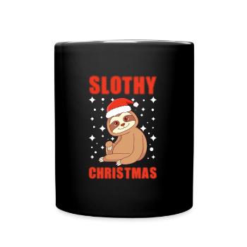 Slothy Christmas Sloth Christmas - Full Colour Mug - black - Front