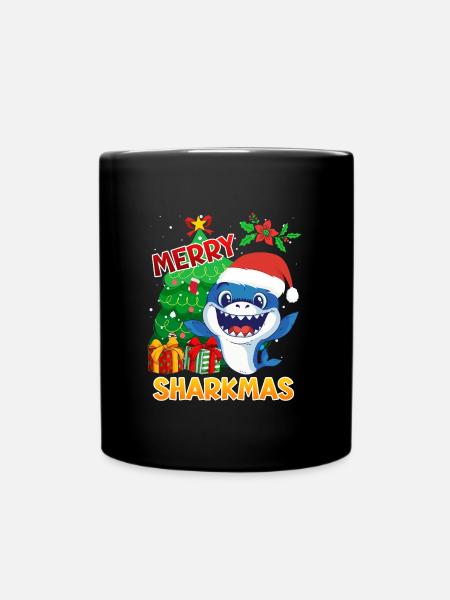 Merry Sharkmas Weihnachten Hai Taucher - Tasse einfarbig - Schwarz