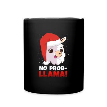 No Prob LLama Lampa Alpaca Christmas - Full Colour Mug - black - Front