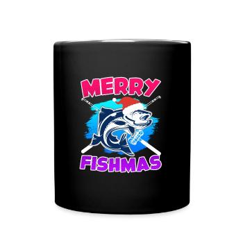 Joyeux poisson Pêche - Mug uni - noir - Devant