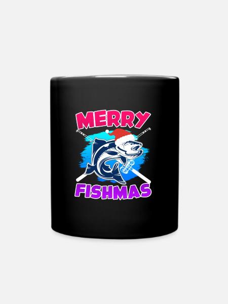 Merry Fishmas Fishing - Tasse einfarbig - Schwarz
