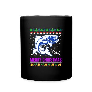 Joyeux poisson de Noël moche - Mug uni - noir - Devant