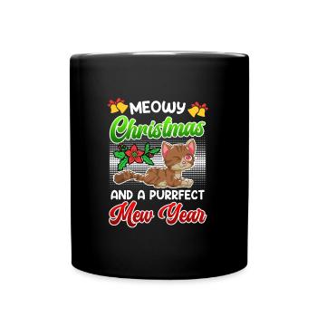 Miaou de Noël et une année purrfect - Mug uni - noir - Devant