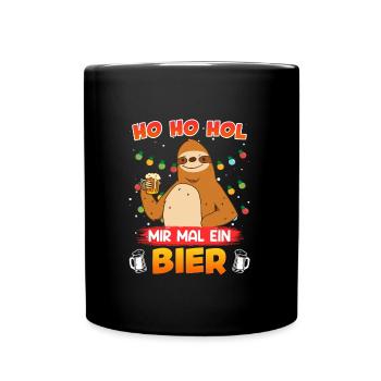 Ho Hol mir mal ein Bier Faultier Biertrinker - Tasse einfarbig - Schwarz - Vorne