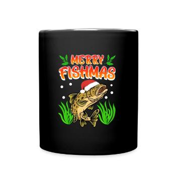 Trout Angler Joyeux Fishmas Angler Noël - Mug uni - noir - Devant