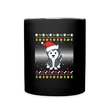Husky Weihnachten Ugly Christmas - Full Colour Mug - black - Front