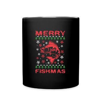 Joyeux Poissonnier Pêcheur Noël Crhistmas laids - Mug uni - noir - Devant
