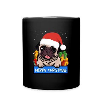 Mops Hund Hundebesitzer Merry Christmas - Tasse einfarbig - Schwarz - Vorne