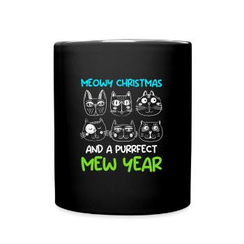 Miaou de Noël et un chat purrfect année - Mug uni - noir - Devant