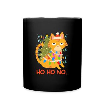 Funny Cat Chain of Lights Tannenbau - Full Colour Mug - black - Front