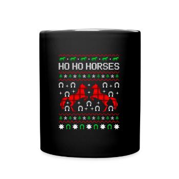 Ho HO Chevaux moche cavalier de Noël Chevaux cavalier - Mug uni - noir - Devant