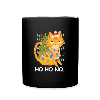 Funny Cat Chain of Lights Tannenbau - Full Colour Mug - black - Front