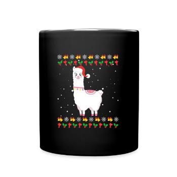 Noël moche Lama Alpaga Noël - Mug uni - noir - Devant