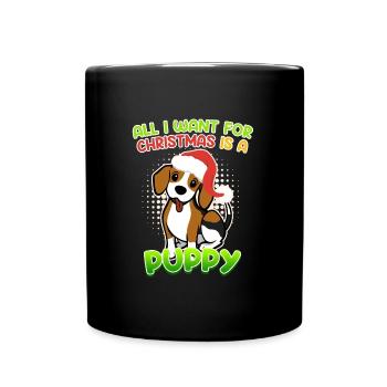 Je veux un chiot pour Noël Chien Puppy Beagle - Mug uni - noir - Devant