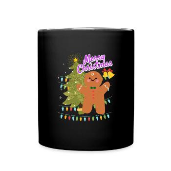 Merry Christmas Cookie Keks Ugly Christmas - Tasse einfarbig - Schwarz - Vorne
