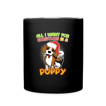 Je veux un chiot pour Noël Chien Puppy Beagle - Mug uni - noir - Devant