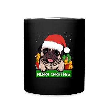 Pug Dog Propriétaire de chien Joyeux Noël - Mug uni - noir - Devant