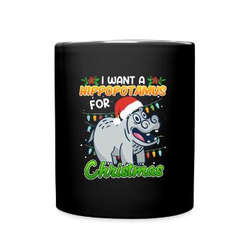 I want a Hippotmus for Christmas - Full Colour Mug - black - Front