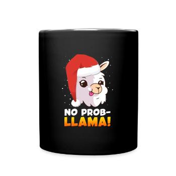 No Prob LLama Lampa Alpaca Christmas - Full Colour Mug - black - Front