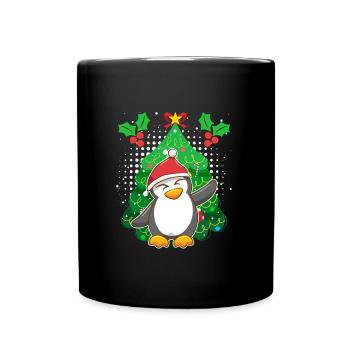 Pinguin Weihnachten Pinguin Tannenbaum - Tasse einfarbig - Schwarz - Vorne