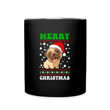 Joyeux Noël chien carlin chien propriétaire carlin - Mug uni - noir - Devant