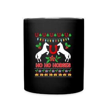 Ho Ho Chevaux Ugly Chritsmas Cavalier Cavalier - Mug uni - noir - Devant