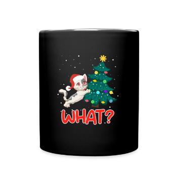 What? Lustige Katze Tannenbaum Kätzchen - Tasse einfarbig - Schwarz - Vorne