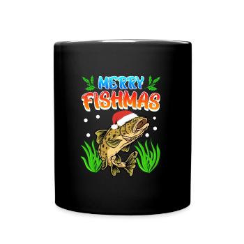 Trout Angler Joyeux Fishmas Angler Noël - Mug uni - noir - Devant