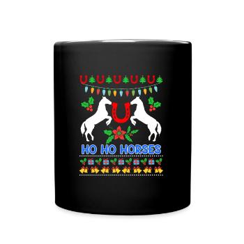 Ho Ho Chevaux Ugly Chritsmas Cavalier Cavalier - Mug uni - noir - Devant