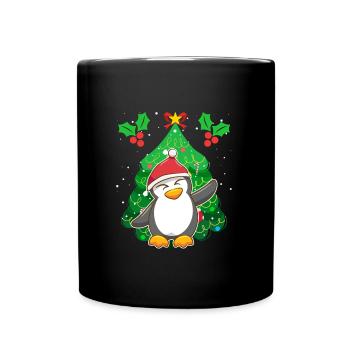 Pinguin Weihnachten Pinguin Tannenbaum - Tasse einfarbig - Schwarz - Vorne
