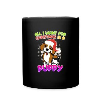 Je veux un chiot pour Noël Chien Puppy Beagle - Mug uni - noir - Devant