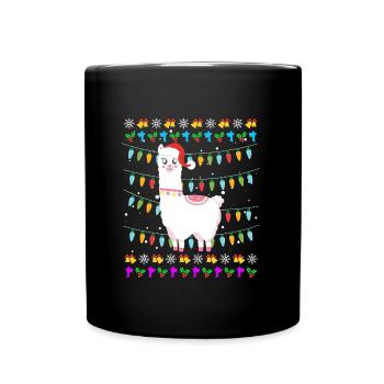 Noël moche Lama Alpaga Noël - Mug uni - noir - Devant