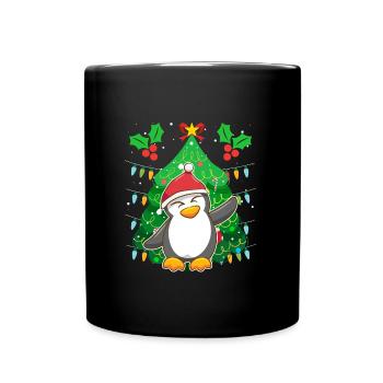 Pinguin Weihnachten Pinguin Tannenbaum - Tasse einfarbig - Schwarz - Vorne