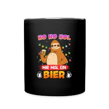 Ho Hol mir mal ein Bier Faultier Biertrinker - Tasse einfarbig - Schwarz - Vorne