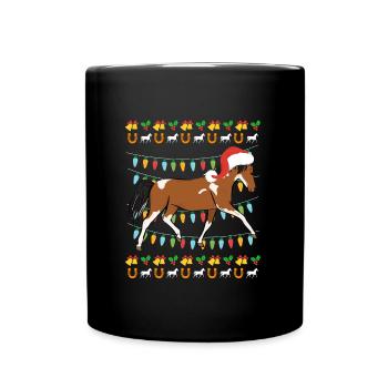 Cavalier de cheval de Noël moche - Mug uni - noir - Devant