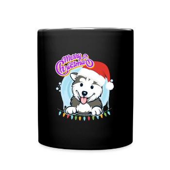 Joyeux Noël Husky Puppy Noël - Mug uni - noir - Devant
