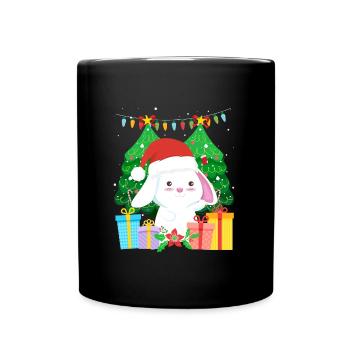 Niedlicher Haase Tannenbaum Weihnachten - Tasse einfarbig - Schwarz - Vorne