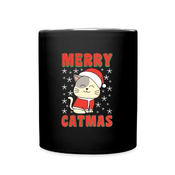 Merry Catmas Cats Christmas Cat Owner - Full Colour Mug - black - Front