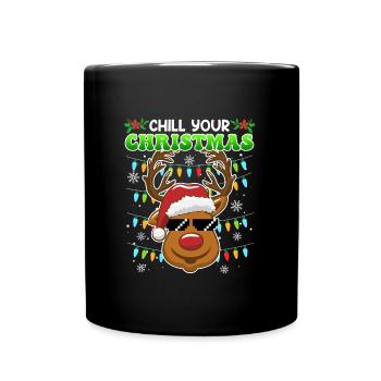 Chill your Christmas Christmas Reindeer - Full Colour Mug - black - Front
