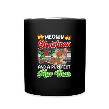 Miaou de Noël et une année purrfect - Mug uni - noir - Devant