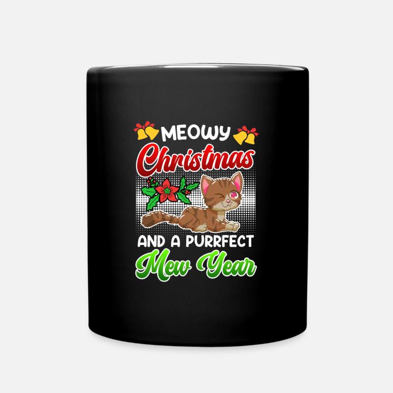Meowy Christmas & a purrfect Year - Tasse einfarbig - Schwarz