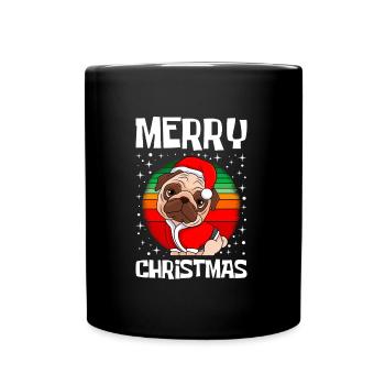 Merry Christmas Pug Dog Pug Owner Dog - Full Colour Mug - black - Front