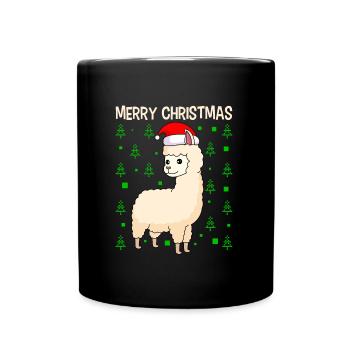 Lama Alpaga Joyeux Noël - Mug uni - noir - Devant