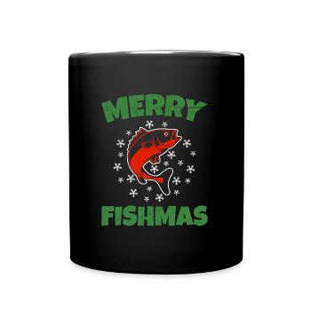 Joyeux Poissonnier Pêcheur Noël Crhistmas laids - Mug uni - noir - Devant