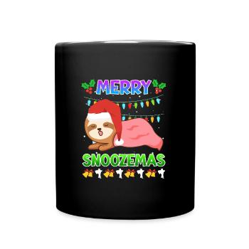 Merry Snoozemas Faultier Faulheit - Tasse einfarbig - Schwarz - Vorne
