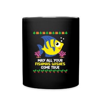 May all you Fischmas wishes come true Aquarium - Full Colour Mug - black - Front