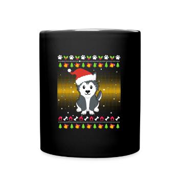 Husky Weihnachten Ugly Christmas - Full Colour Mug - black - Front