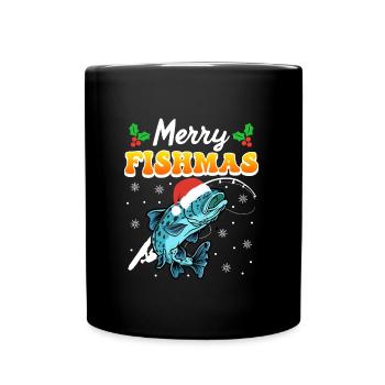 Joyeux pêcheur Angler Ange de Noël - Mug uni - noir - Devant