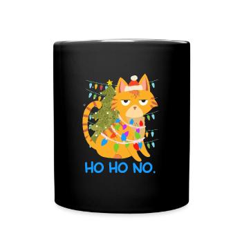 Funny Cat Chain of Lights Tannenbau - Full Colour Mug - black - Front
