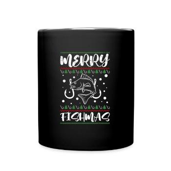 Joyeux Poissonnier Pêcheur Noël Crhistmas laids - Mug uni - noir - Devant